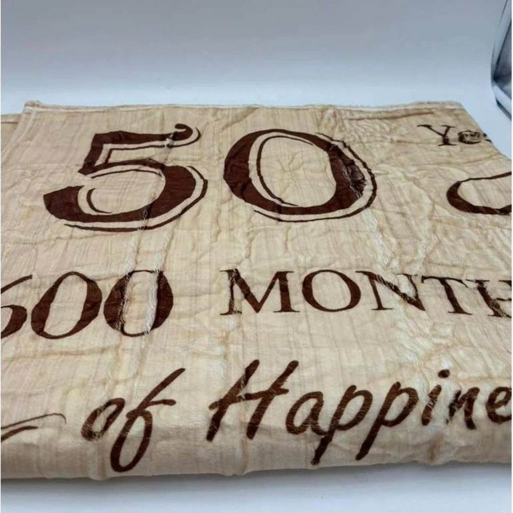 50th Wedding Anniversary Decorative Pillow Golden Gift Marriage Keepsake Cushion
